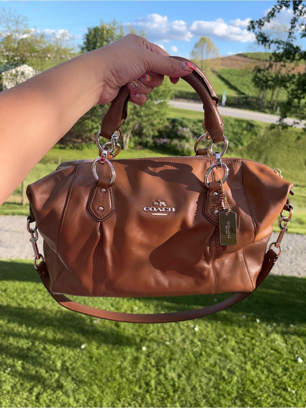 Coach Brown Leather Satchel with Gold Hardware
